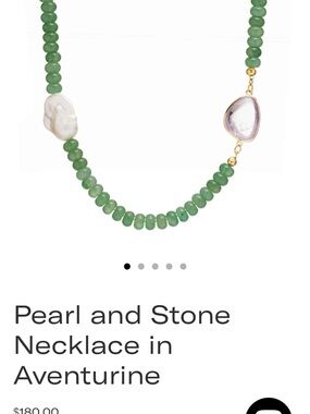 Mayamar Freshwater Pearl Quartz, 24 Karat Gold and Aventurine Stone Necklace NEW